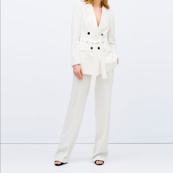Zara white belted blazer coat - Picture 2 of 5